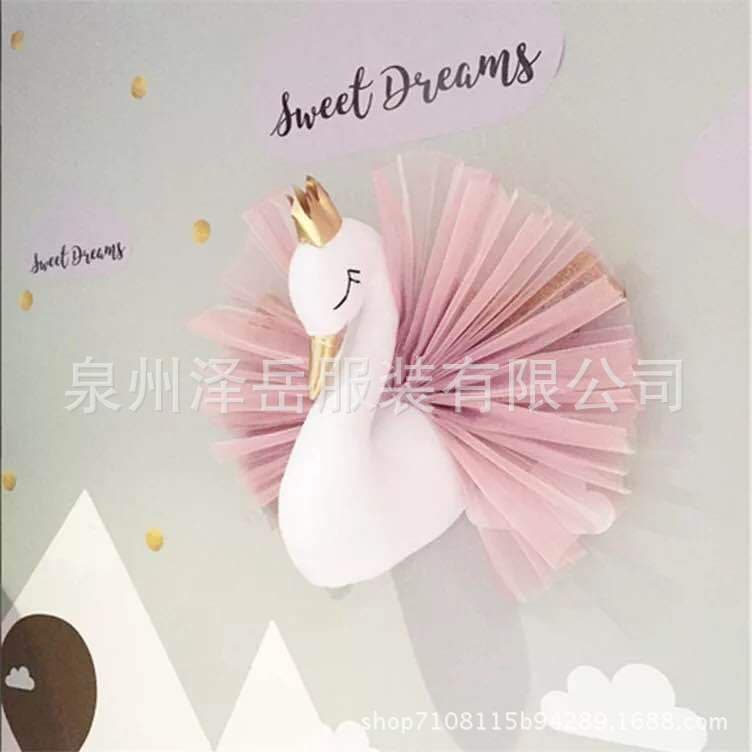 Gold Crown Swan Wall Hanging Decor Children's Room Game House Soft Decoration Swallowtail Wall Art Kids Bedroom Decor