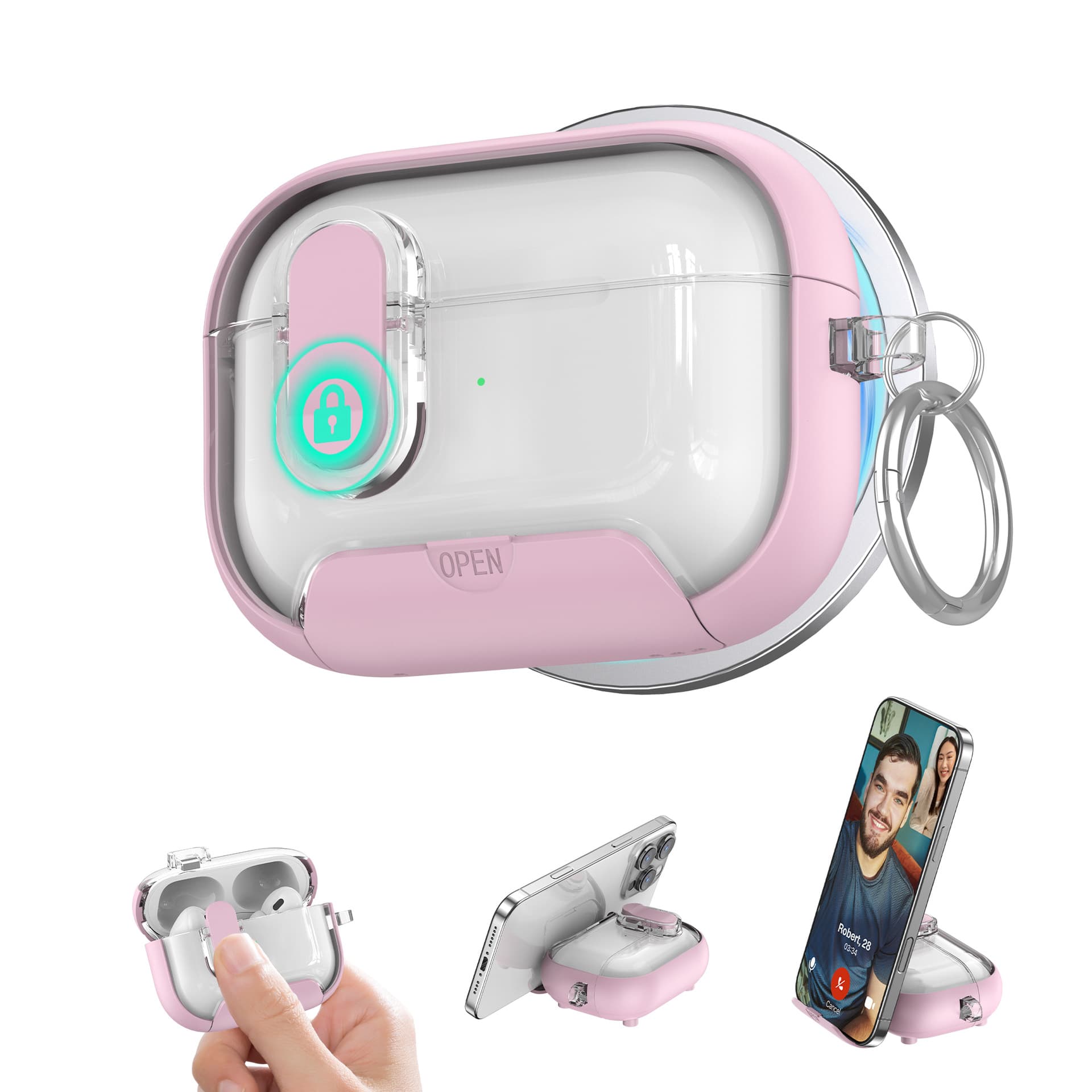 New Pro3 Stand Magnetic AirPods Pro 2 Protective Case Compatible with Apple Earphones Case AirPods 4 Transparent Shell