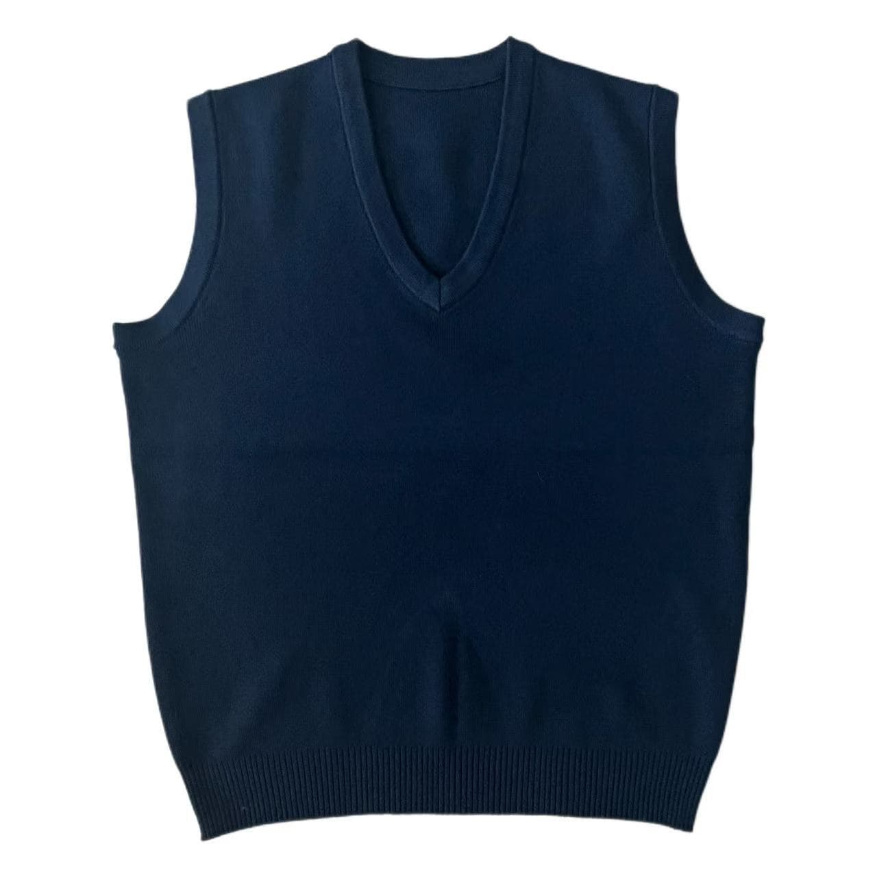 Genuine Unit Wool Sweater Navy 30% Wool Content V-Neck Knit Vest Sleeveless Tank Top Style