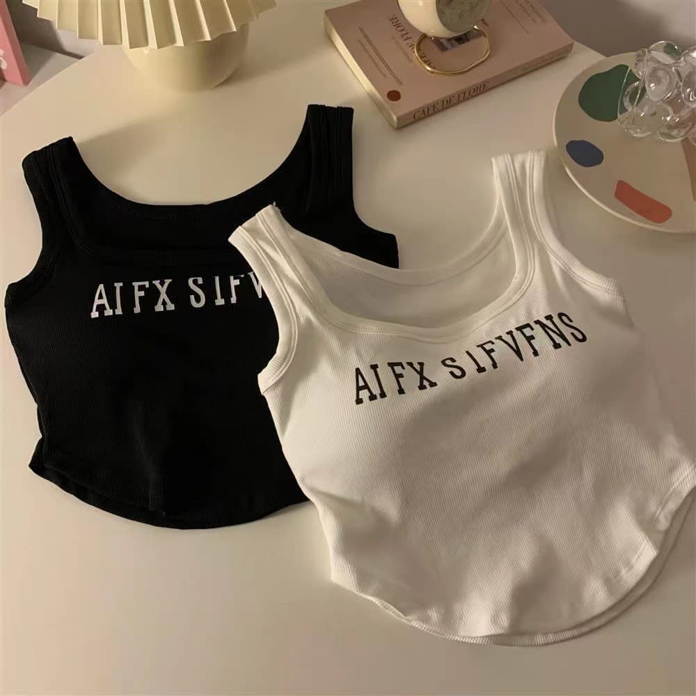 773# New Cotton Women's Sexy Tank Top Beautiful Back Wire-Free Korean Style Student Versatile Camisole Solid Cup