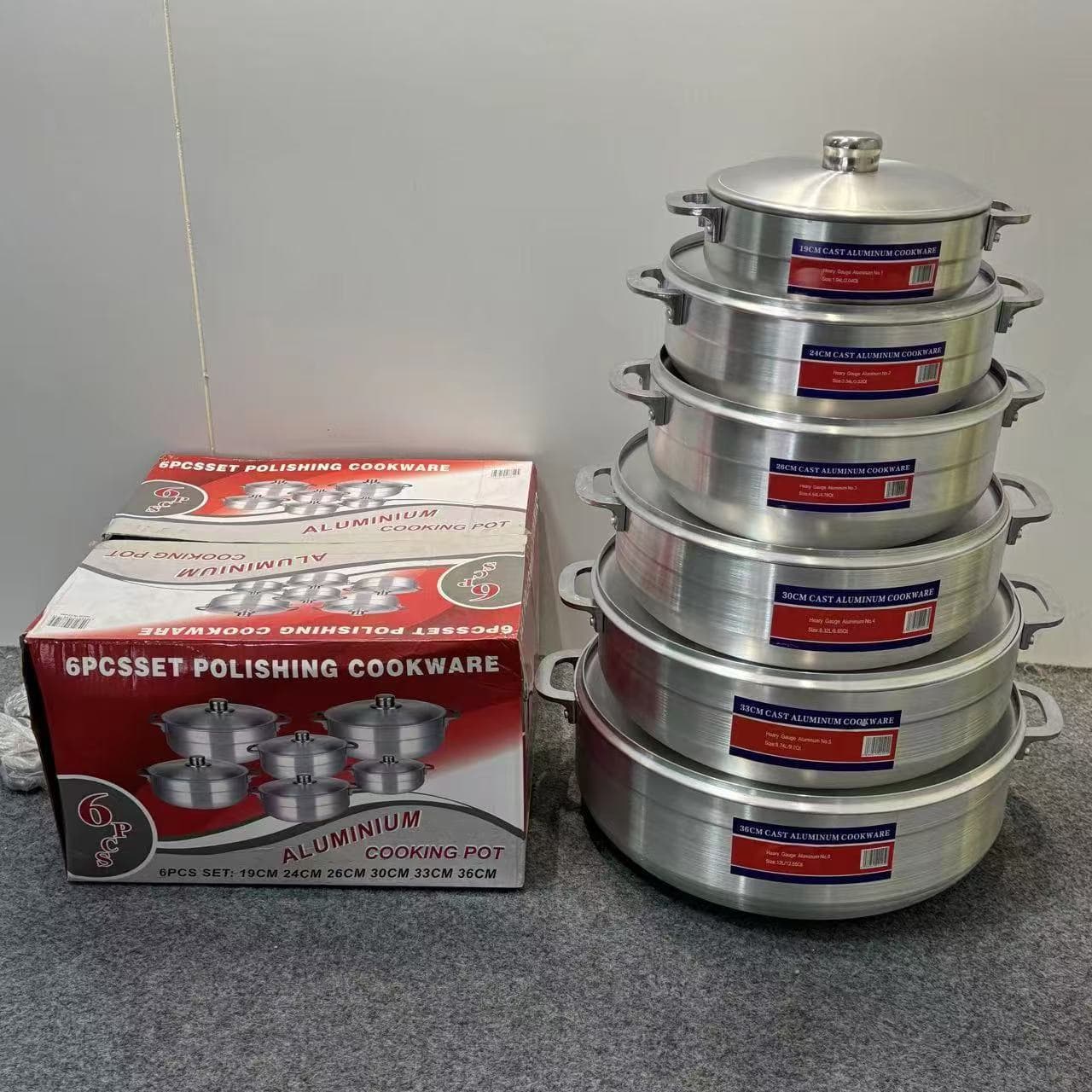Factory Direct Set of 6 Aluminum Pots, Thickened Version, Export Hot Selling Aluminum Pot Set