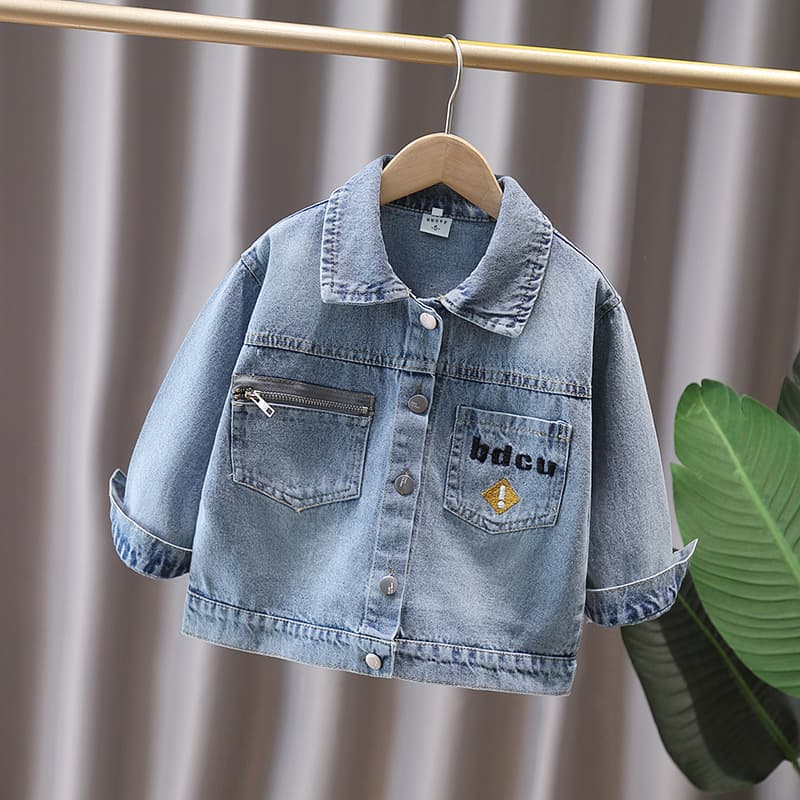 Boys Denim Jacket Spring 2026 New Style, Fashionable Children's Denim Coat, Baby Spring/Autumn Lapel Jacket Top