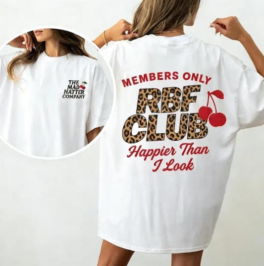 Cross-Border EU Size Men's Club Leopard Cherry Print T-Shirt Retro Playful Aesthetic Cotton T-Shirt