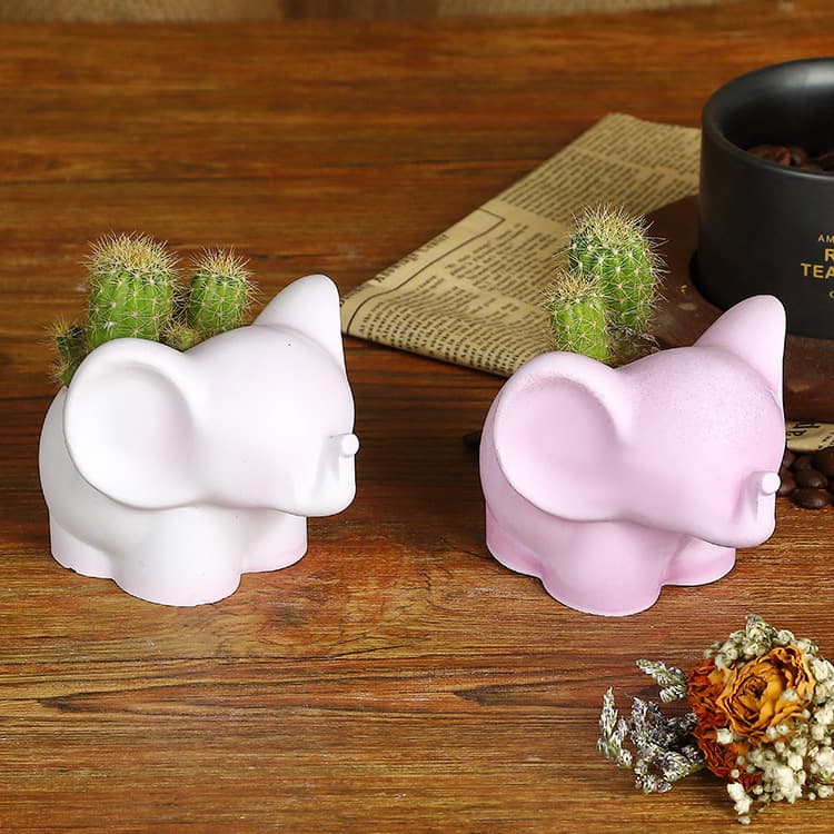 DIY Cute Elephant Shape Concrete Cement Planter Silicone Mold Aromatherapy Plaster Mold
