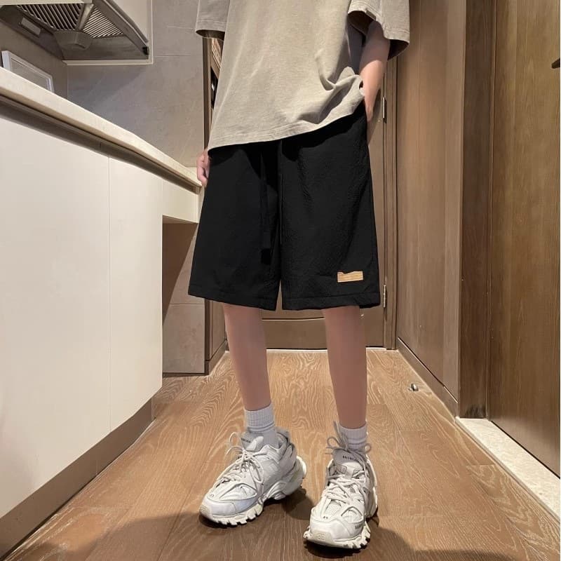 Pleated Casual Shorts for Men, Summer High Street Trendy Thin Quick-Dry Sports 5-Inch Shorts, Loose Fit Plus Size Beach Shorts