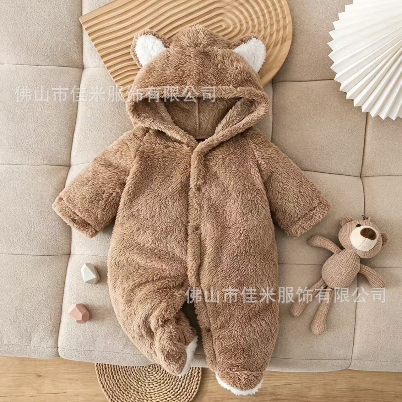 Cross-border Children's Clothing New Autumn/Winter Baby Romper Animal Design Bodysuit Plush Thickened Baby Wrap Romper