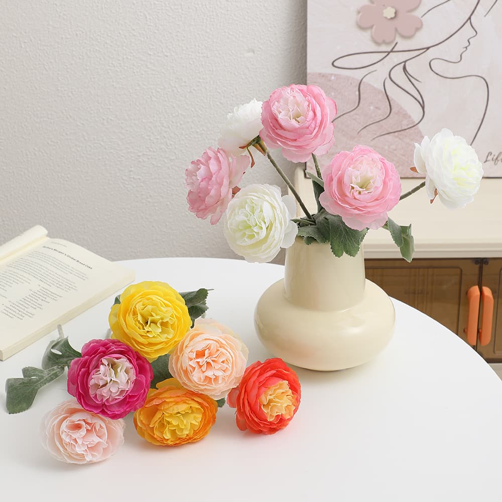 Artificial Ranunculus Lotus Fake Flowers for Living Room Table Decoration Wedding DIY Bouquet Photo Prop
