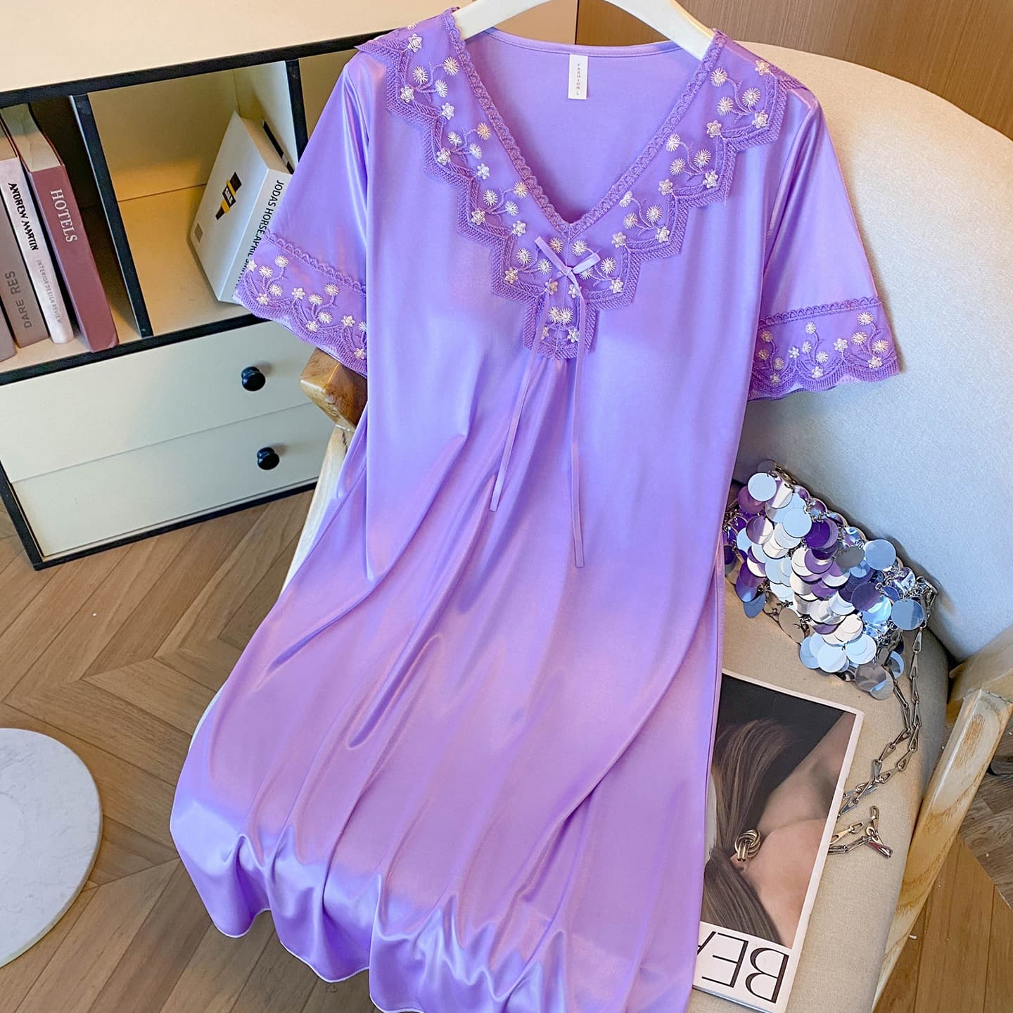Factory Source Summer Ice Silk Pajamas Short Sleeve Ins Style Loose Plus Size Youthful Sense Pajamas Women Homewear