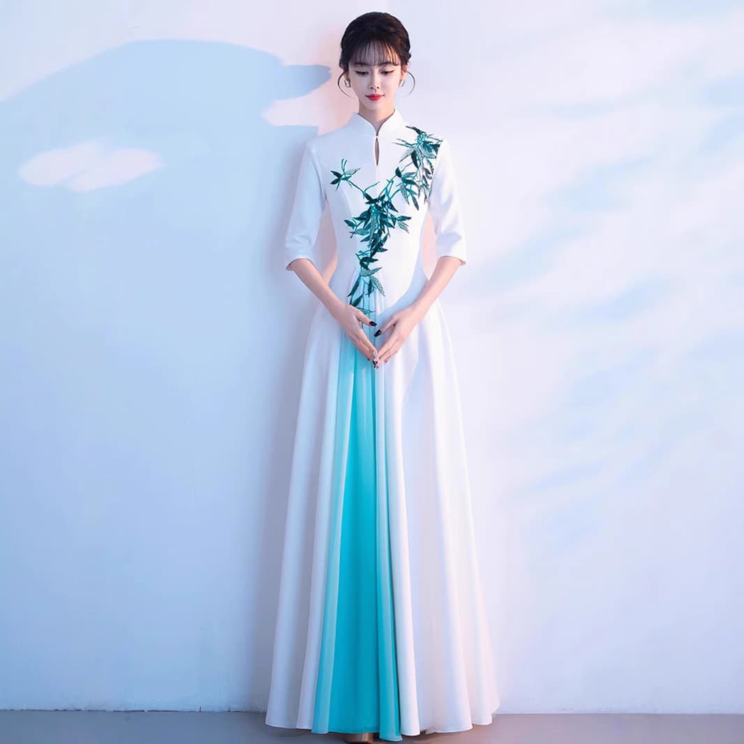 Chorus Competition Performance Dress Women Long Skirt Chinese Style 2026 New White Performance Outfit Adult Red Song Recitation Gown