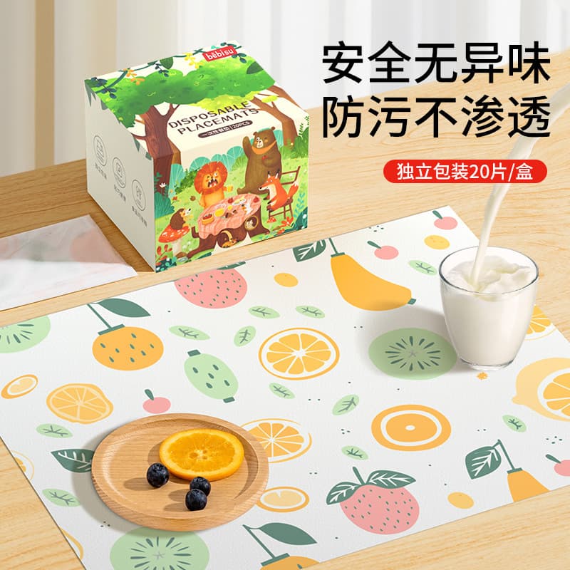 Disposable Baby Placemats for Home and Outings Oil-Resistant Children's Table Mats Wash-Free Daily Use Disposable Dining Mats