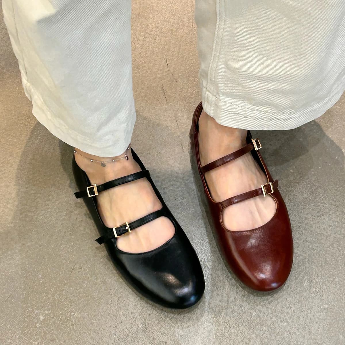 Sheepskin Version~ Retro Mary Jane Shoes with Single Buckle, 2025 Spring/Autumn New Style, Round Toe, Shallow Mouth, Flat Heel