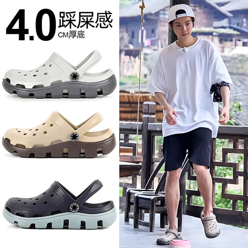 Dite Crocs Men's Outdoor Beach Shoes Non-Slip Soft Sole Closed-Toe Slippers Summer Sandals for Women