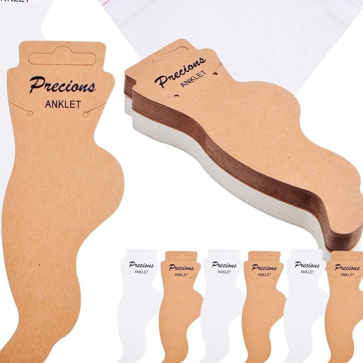 Anklet Display Paper Card Blank Cardboard Stand Foot-Shaped Hanging Display Tag Jewelry Display Home Store