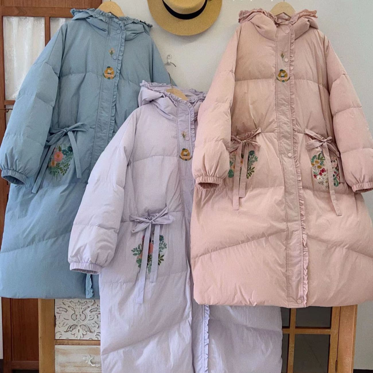 2025 Juyizi Winter New Hooded Loose Oversized Thickened Sweet Youthful Warm Mid-length Down Jacket Forest Girl Style