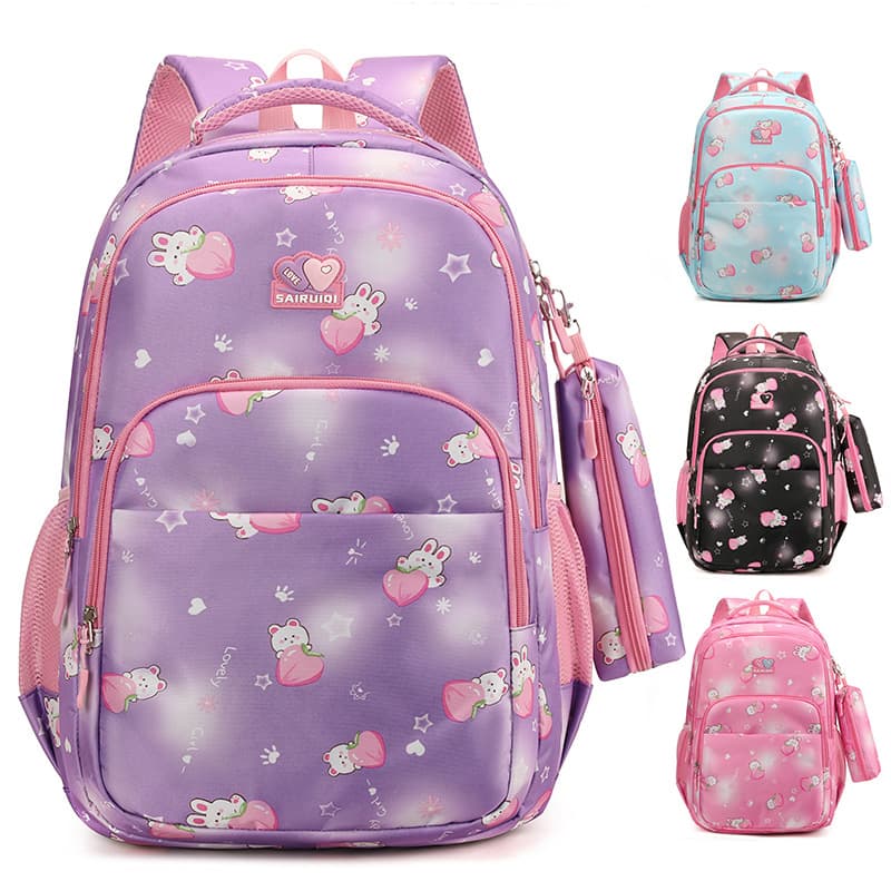 Cross-border wholesale primary school backpack for grades 1-6, lightweight and pressure-relieving children's double-shoulder backpack for girls