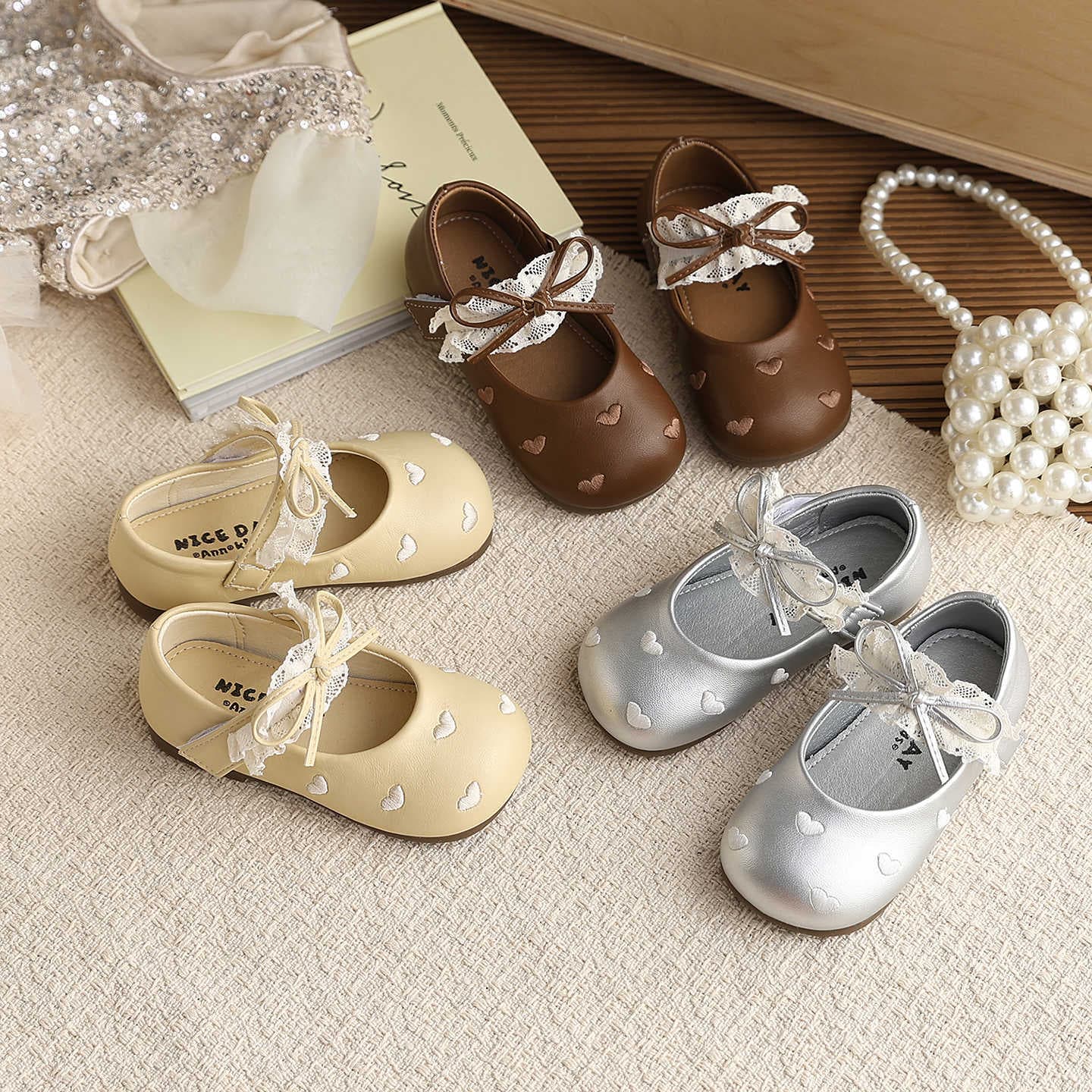 French Style Leather Shoes 2026 Spring/Autumn New Korean Version Girls Butterfly Princess Shoes Lace Trim Flats