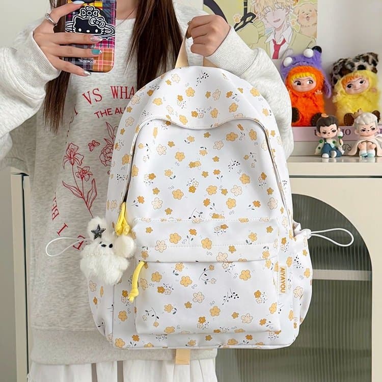 Korean schoolbag junior high school girl ins niche high-value printed backpack children's travel lightweight small backpack