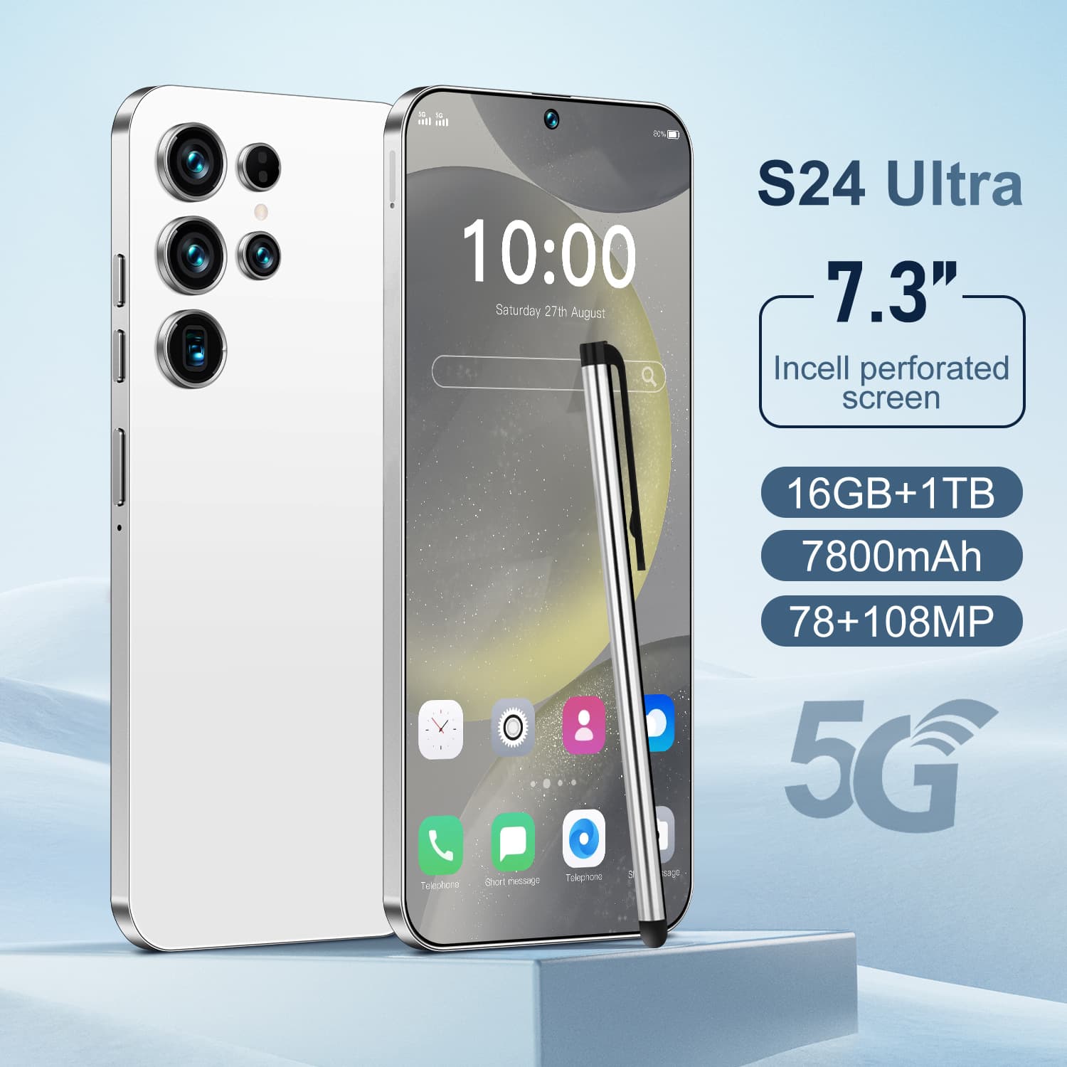 Cross-border 5G Phone S24 Ultra Memory 16+1TB Octa-core 13MP Android 10 Factory Wholesale Direct
