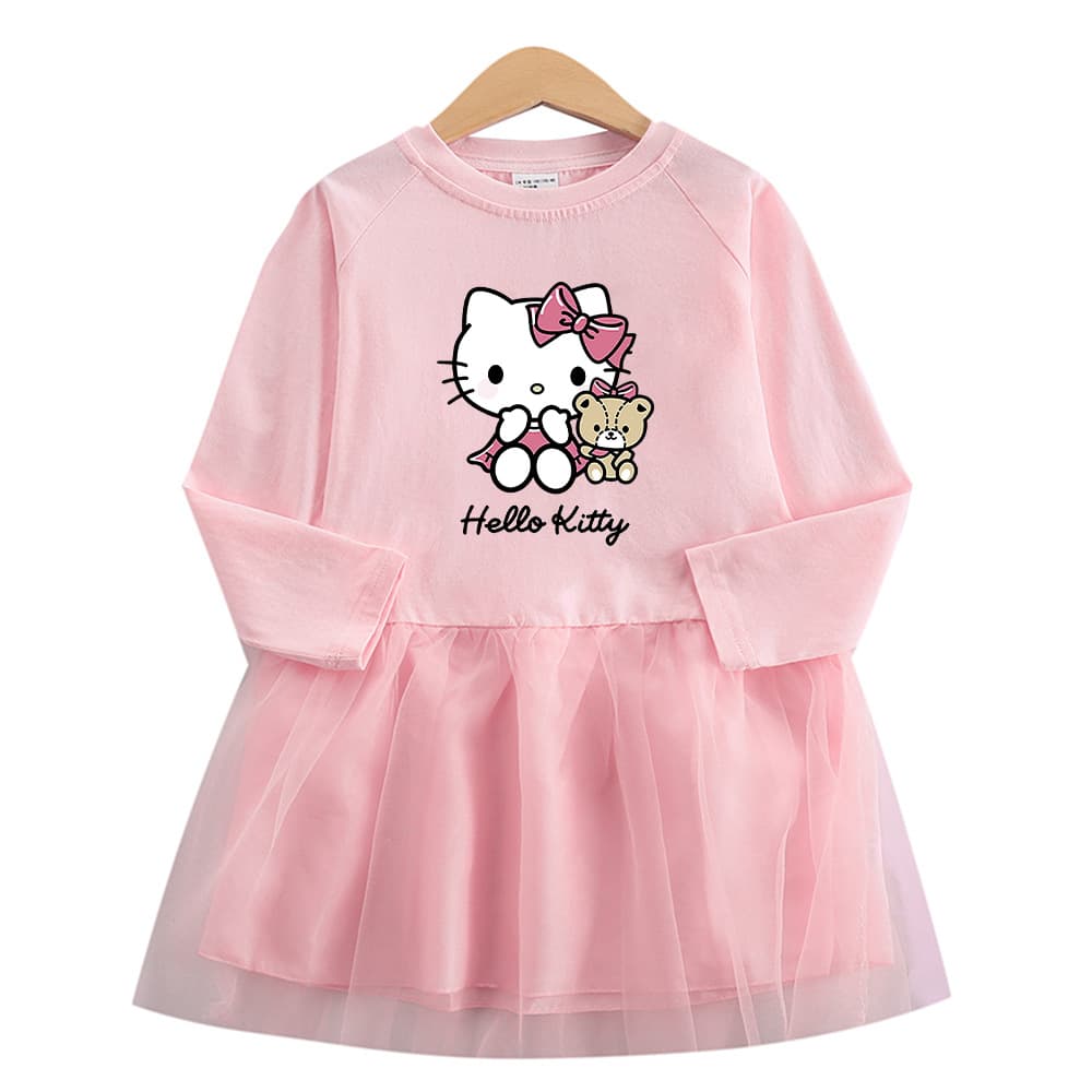 kt cat girls dress autumn 2024 new baby girl fashionable princess dress children long-sleeved spring and autumn dress