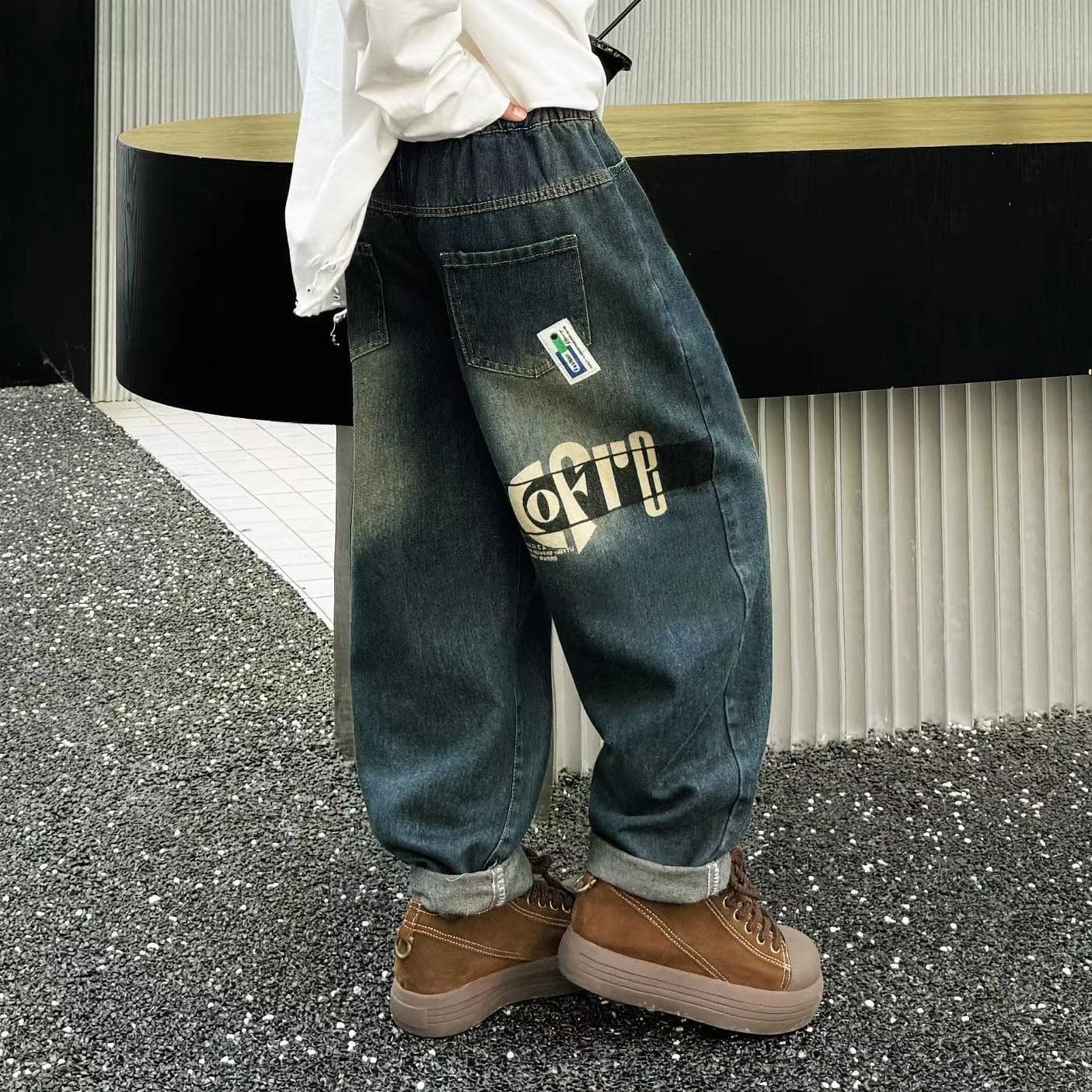Boys' Spring Pants, Boys' Jeans 2025 New Mid-Large Kids Winter Fleece-Lined Casual Long Pants