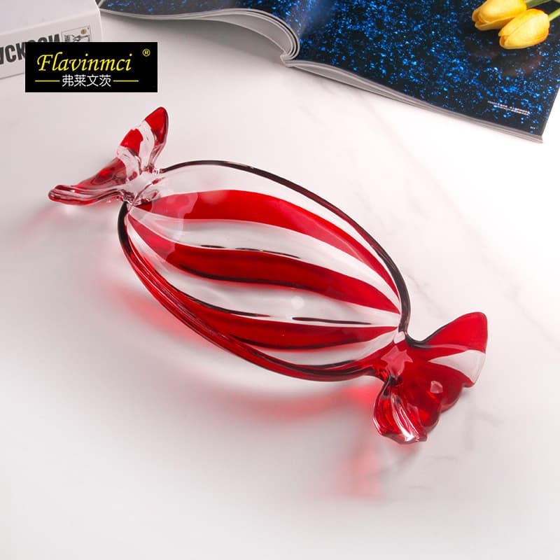 Colored Glass Candy-Shaped Fruit Plate, Dried Fruit Tray, Candy Dish for Living Room Coffee Table, Cake Plate, Fruit Bowl