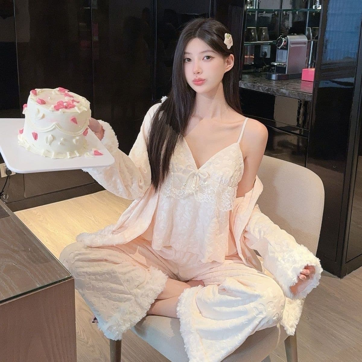 【-Island Velvet Women Series】Winter New Thickened Double-Sided Island Velvet Pajamas Women Homewear Set