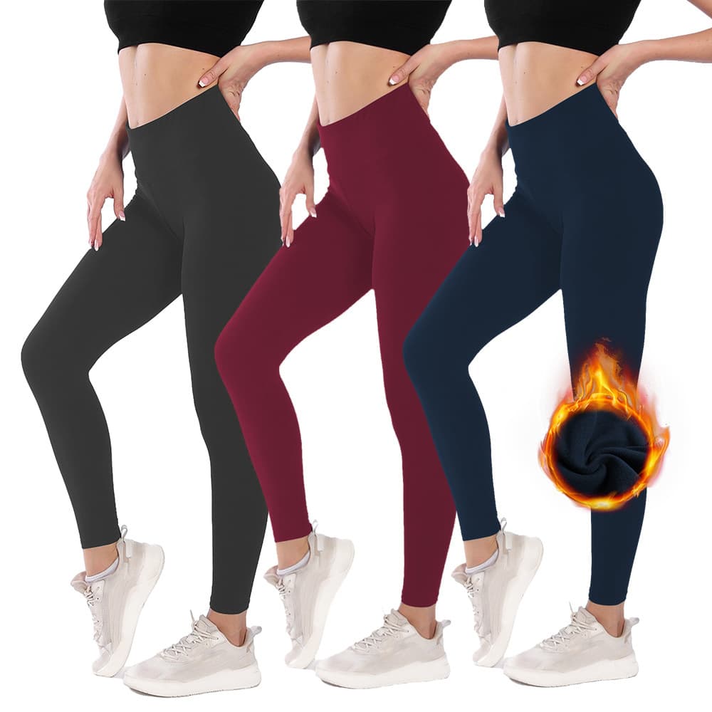 Cross-border EU/US Autumn/Winter Fleece-Lined Base Layer Tights Women's High-Waist Tummy Control Thermal Yoga Leggings