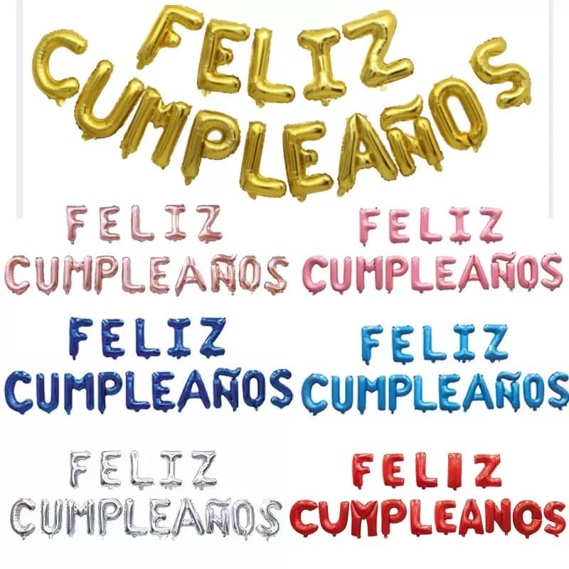Spanish Happy Birthday Letter Aluminum Film Balloon 16-inch Gold Silver Rose Gold Foil Balloon Set