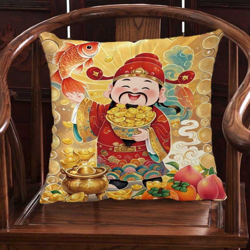 God of Wealth Fortune Attraction Dorm Office Decor Car Headrest Pillow, Living Room Sofa Cushion Pillow