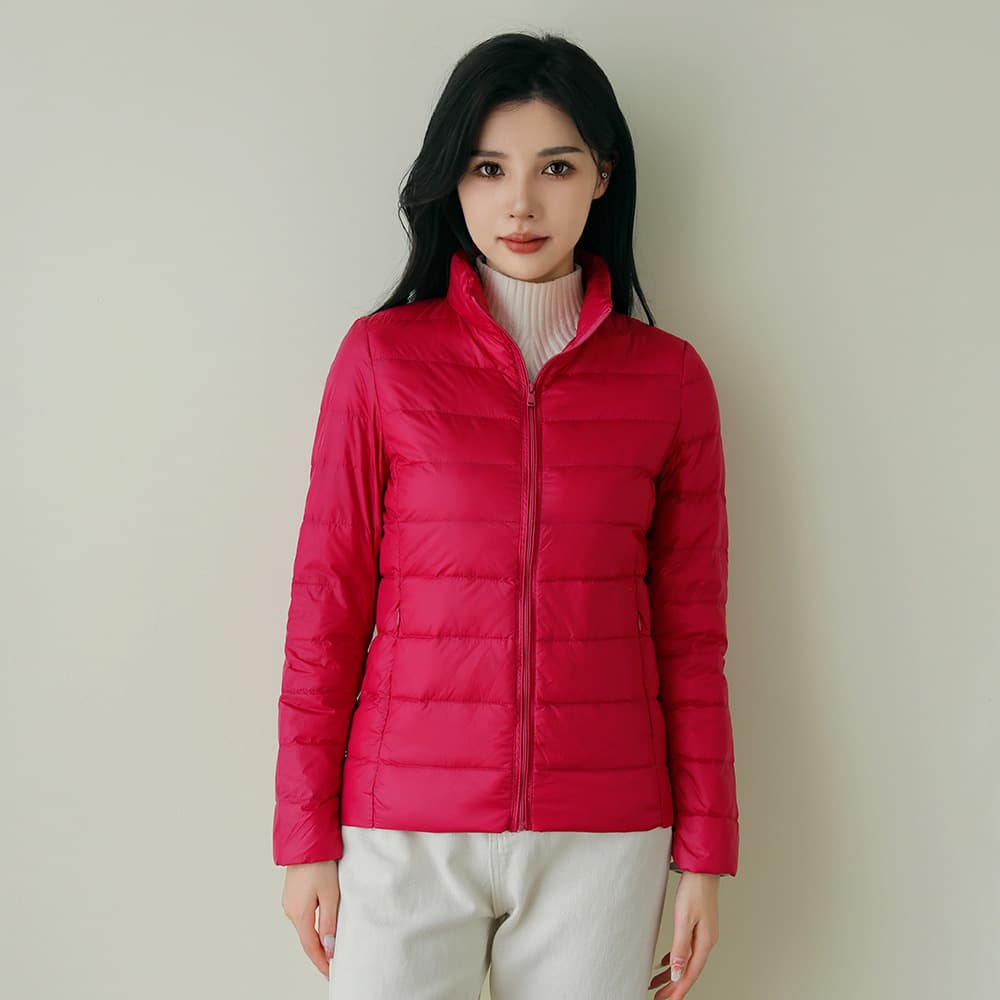 Pinghu down jacket, thin and lightweight, solid color, simple white duck down, slim fit, warm, new lightweight down jacket for women.