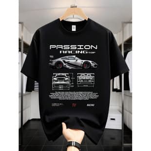 Men's Passionate Racing Graphic T-Shirt - Beige Casual
