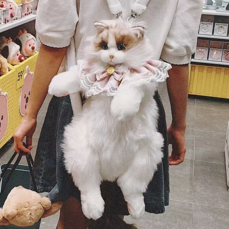 Cute Ragdoll Cat Backpack Plush Toy Stuffed Cat Comfort Doll Girl Birthday Gift JL