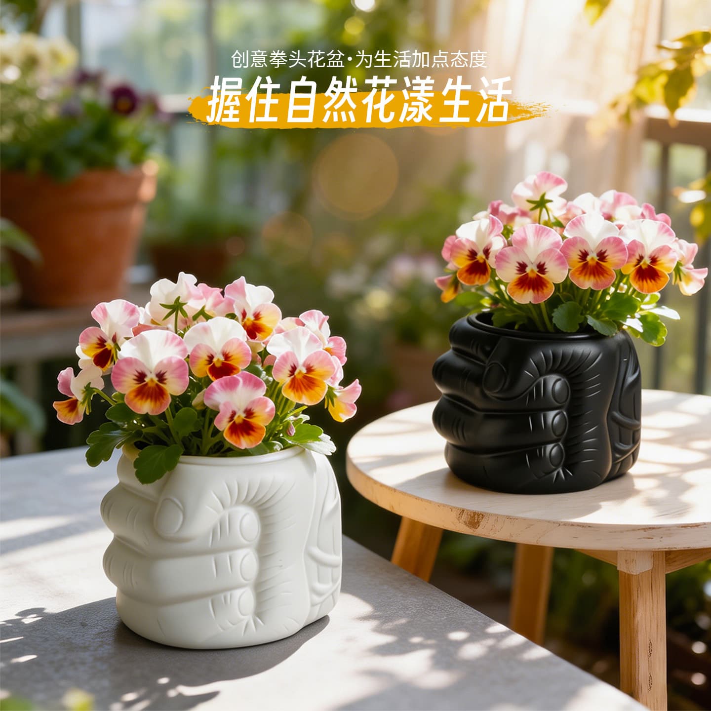 Creative Fist-Shaped Flower Pot, Succulent Green Plant Planter for Home Balcony Desktop Decoration
