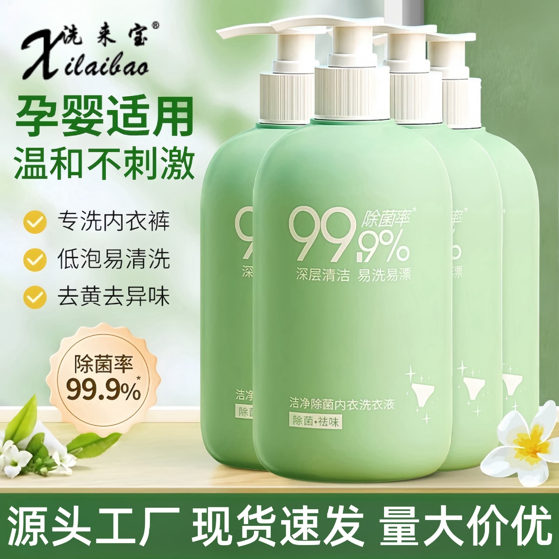 Wash & Bright 500ml Underwear Laundry Detergent Wholesale - Removes Blood Stains, Yellowing, and Odors - High-End Fragrance Laundry Detergent