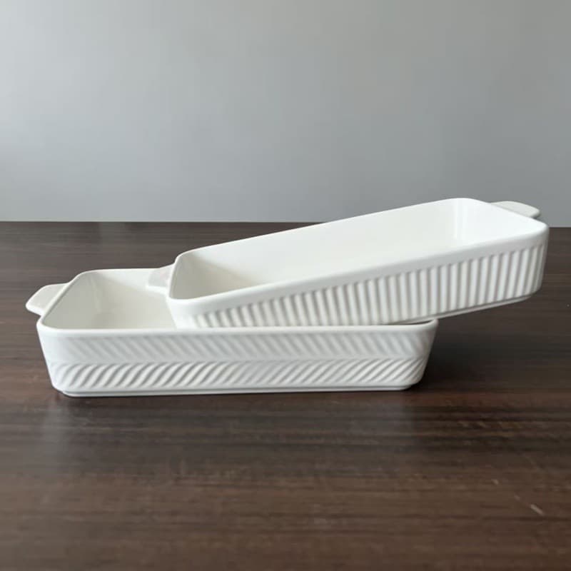 White Ceramic Rectangular Deep Baking Dish with Handles, Casserole Dish for Lasagna, Mac and Cheese, Microwave Safe