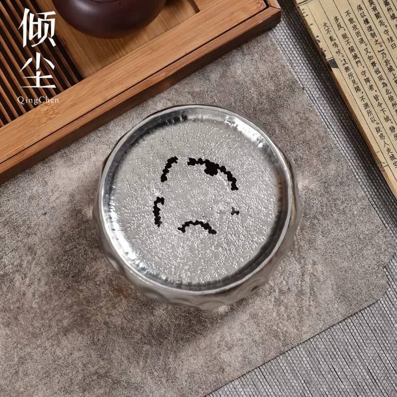 Insect-Eaten Design Pure Tin Tea Tray Zen Vintage Hollow Drain Crater Premium Water Bowl