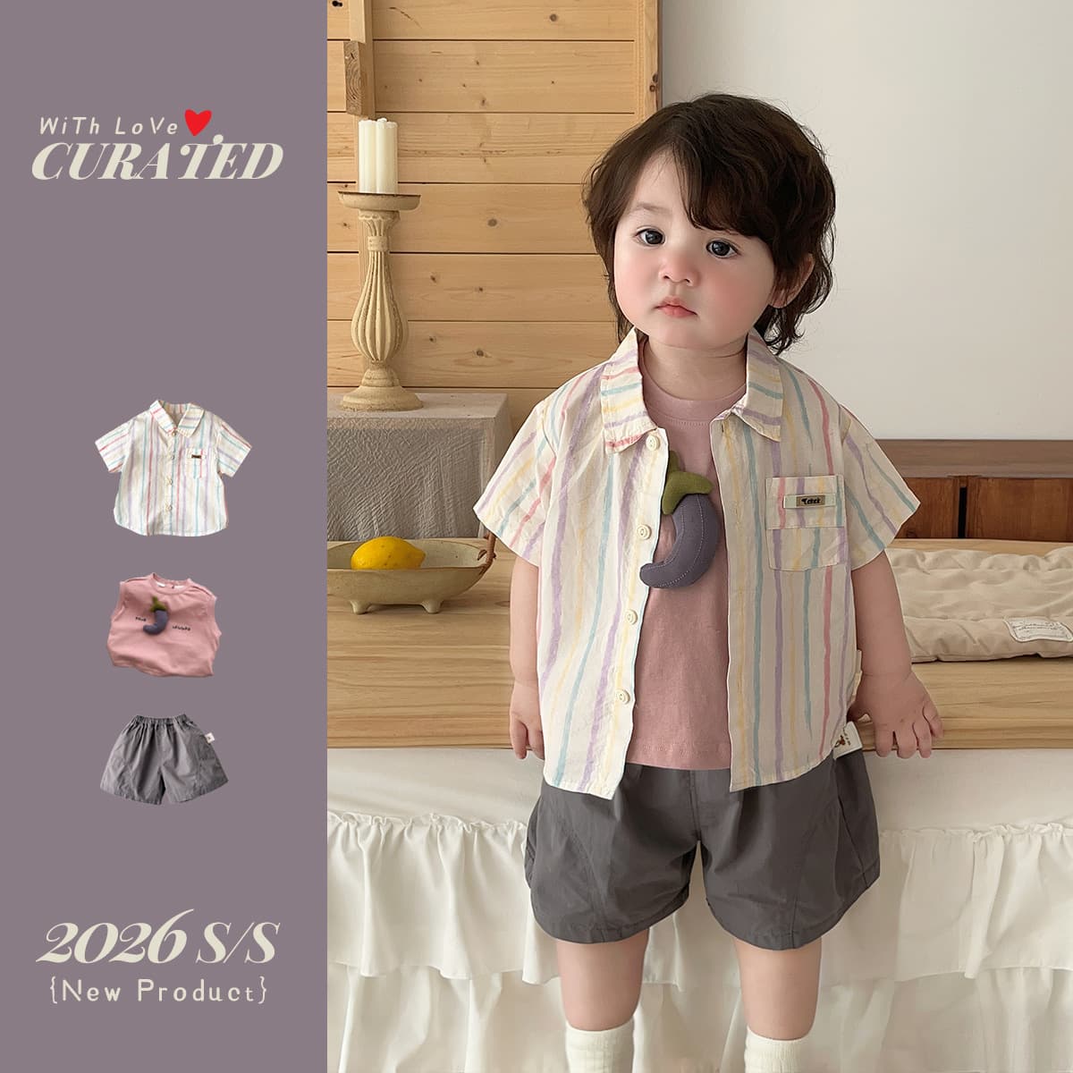 Boys' short-sleeved T-shirt suit, baby boy's vest, summer dress 1, children's shirt, fashionable three-piece set of casual shorts