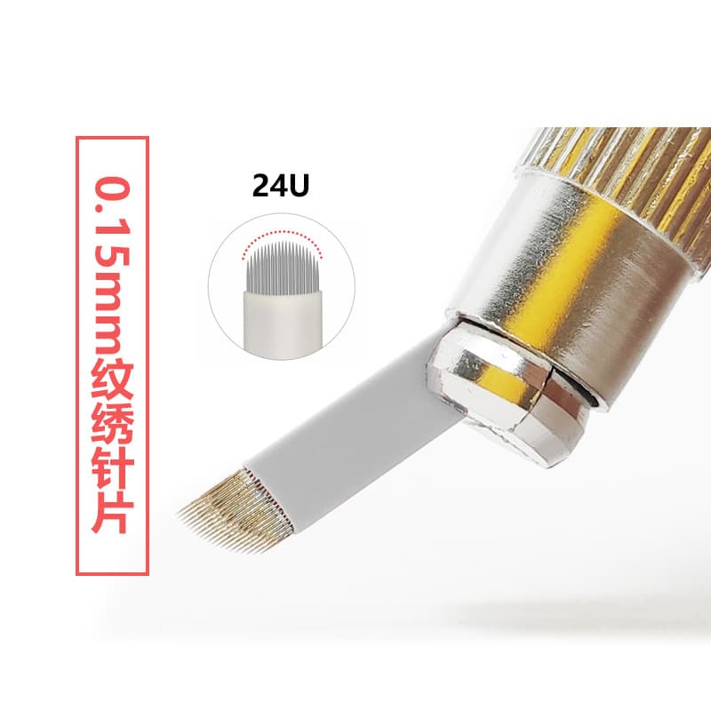 Tattoo Handmade Blade 0.15mm 24U Needle Piece Nano Needle Silk White Leather Eyebrow Tattoo Handmade Tattoo Needle Thread Eyebrow Needle