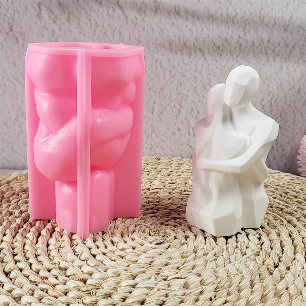Men and women hugging ornaments candle plaster DIY plaster ornaments candlestick silicone mold W0575