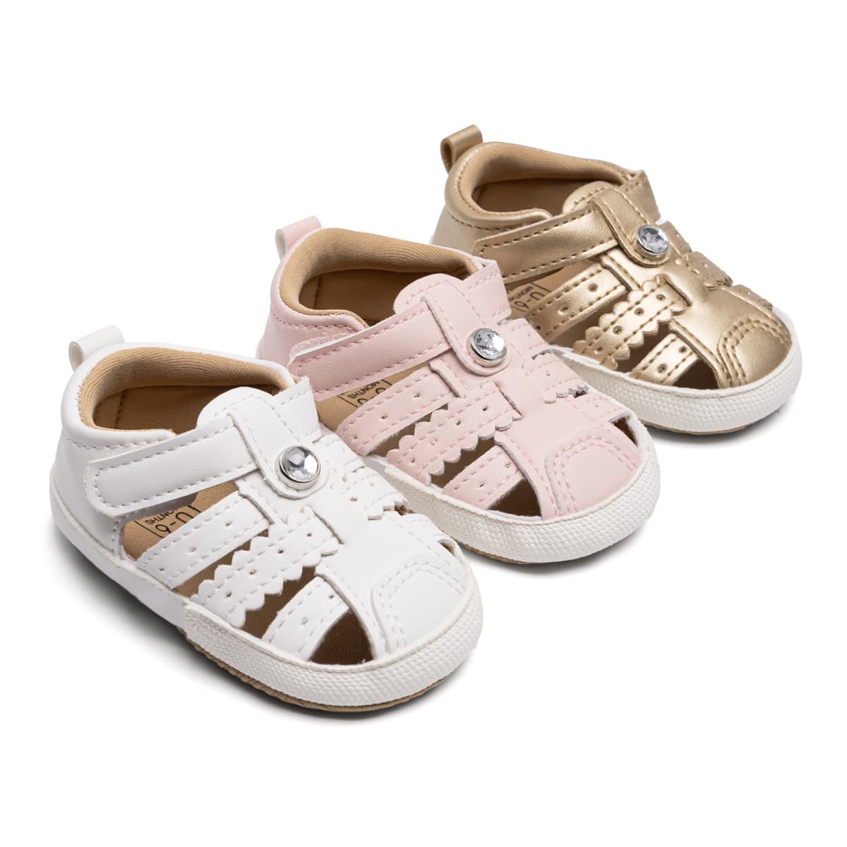 New Style Girls' Sandals 0-1 Year Soft Sole Non-Slip Baby Walking Shoes Closed Toe Velcro Baby Shoes
