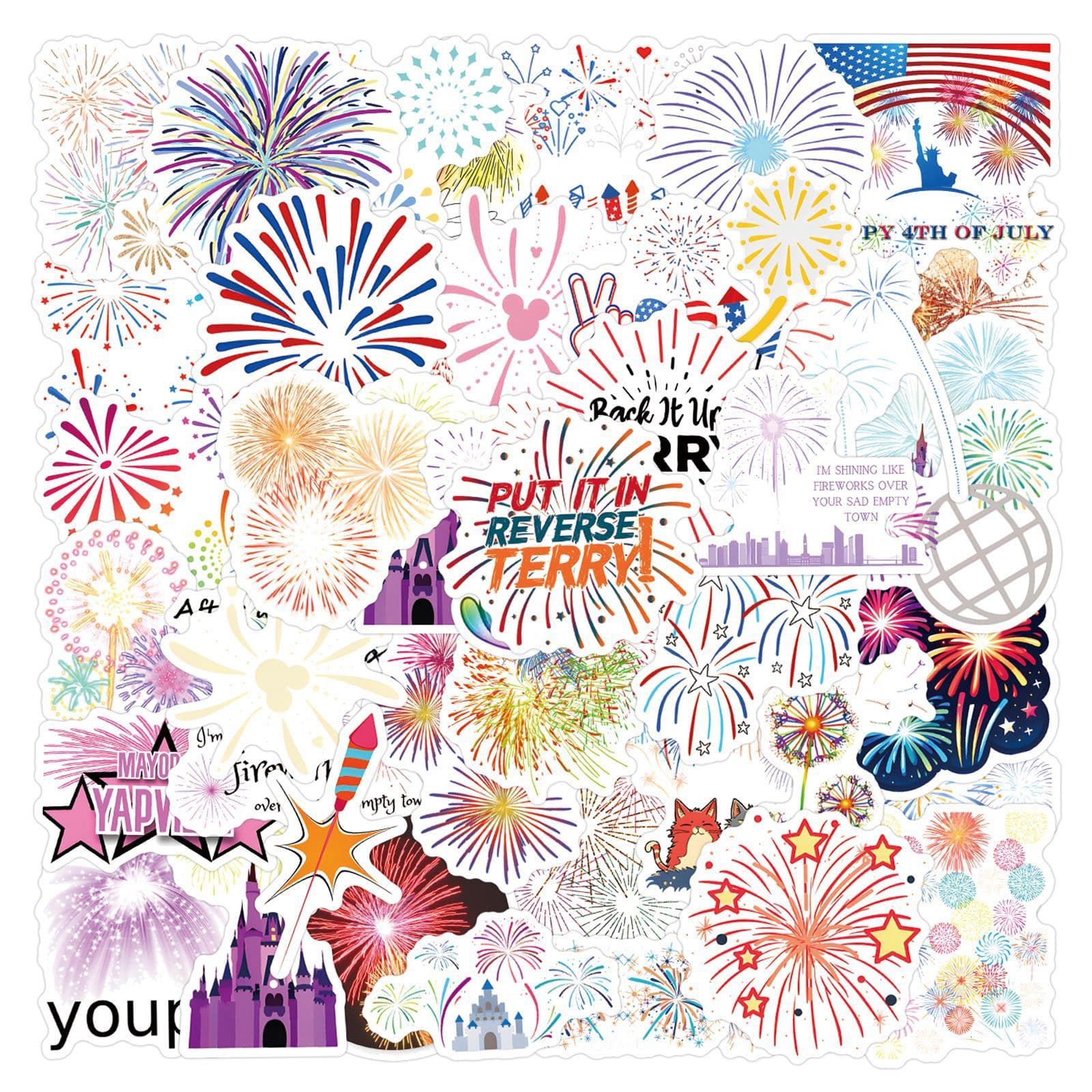 55 New FireWorks Graffiti Stickers for Decorating Suitcases, Notebooks, and Phones - Cross-Border Sticker Wholesale
