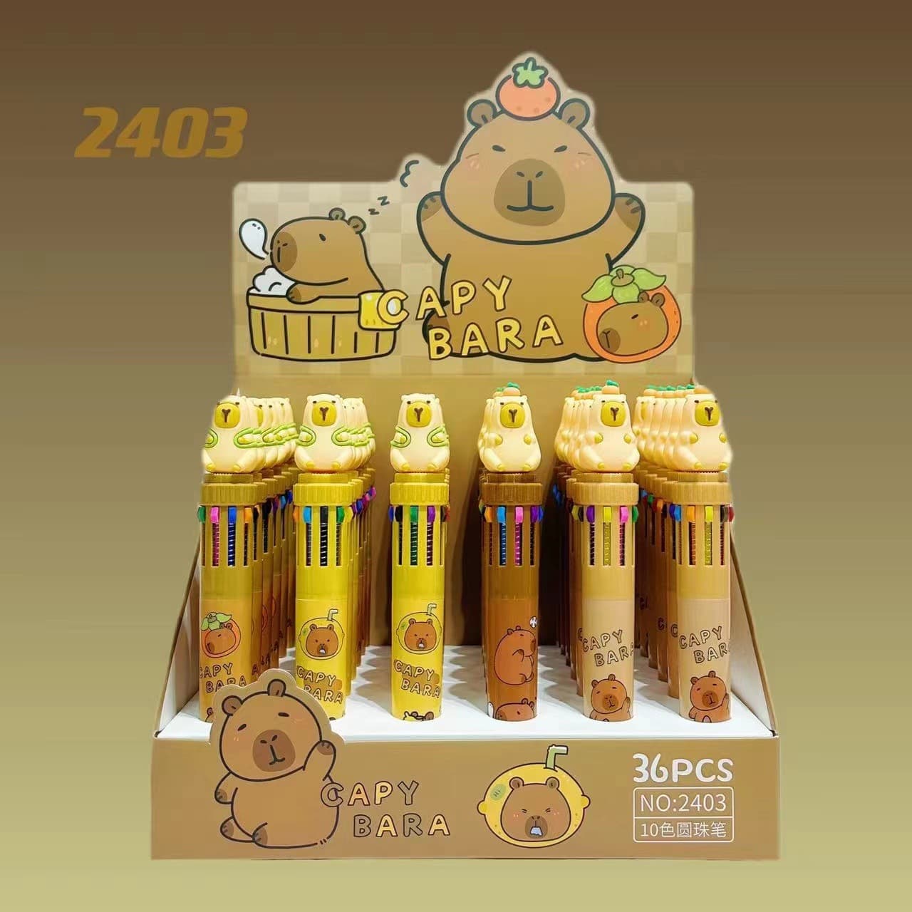 Cartoon high-value multi-color ballpoint pen ten-color push-type pen color oil pen cute student stationery 10-color pen