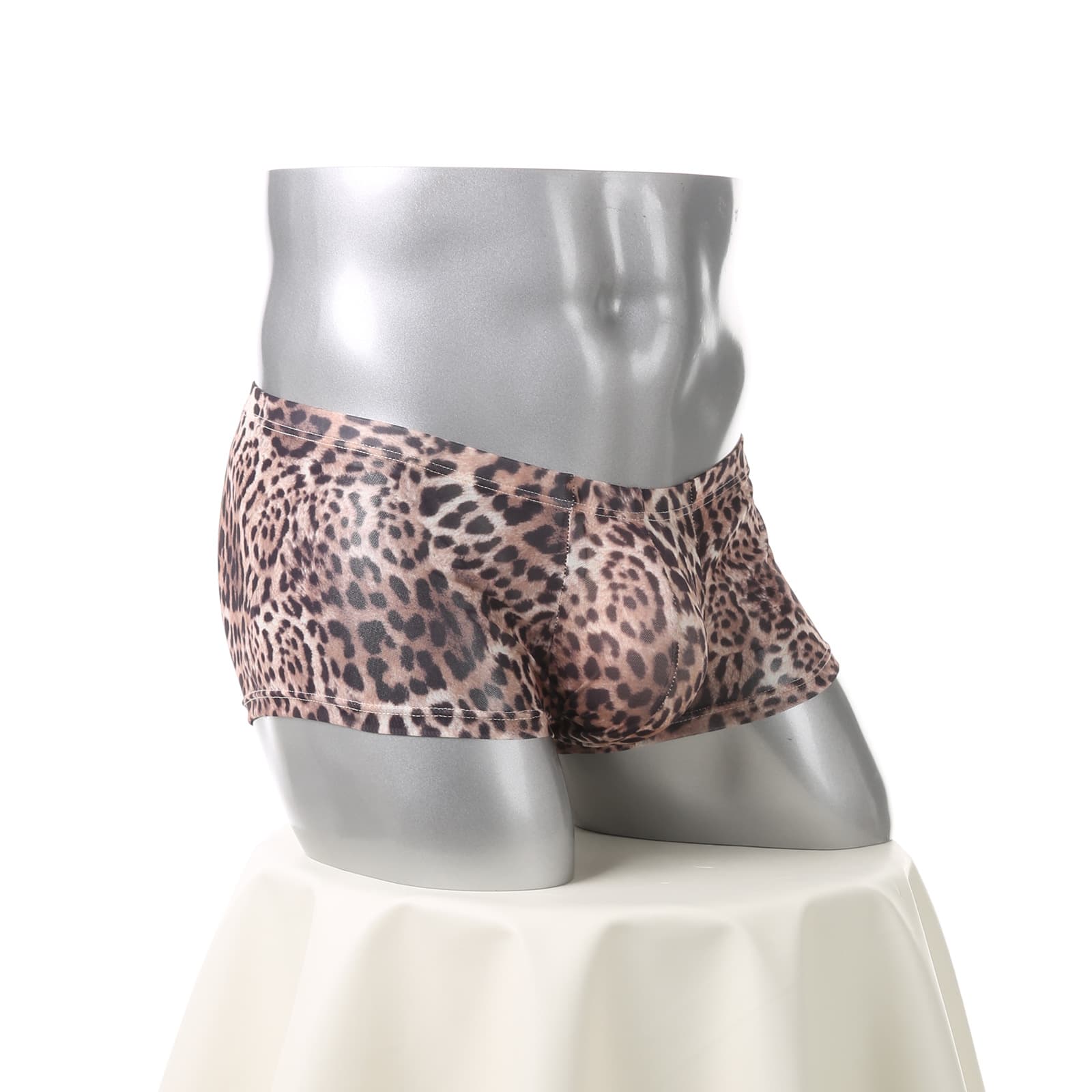 Men's Underwear Wild Dopamine Leopard Print Semi-Transparent Mesh Boxer Briefs Ultra-Thin Sexy Breathable Four-Corner Shorts