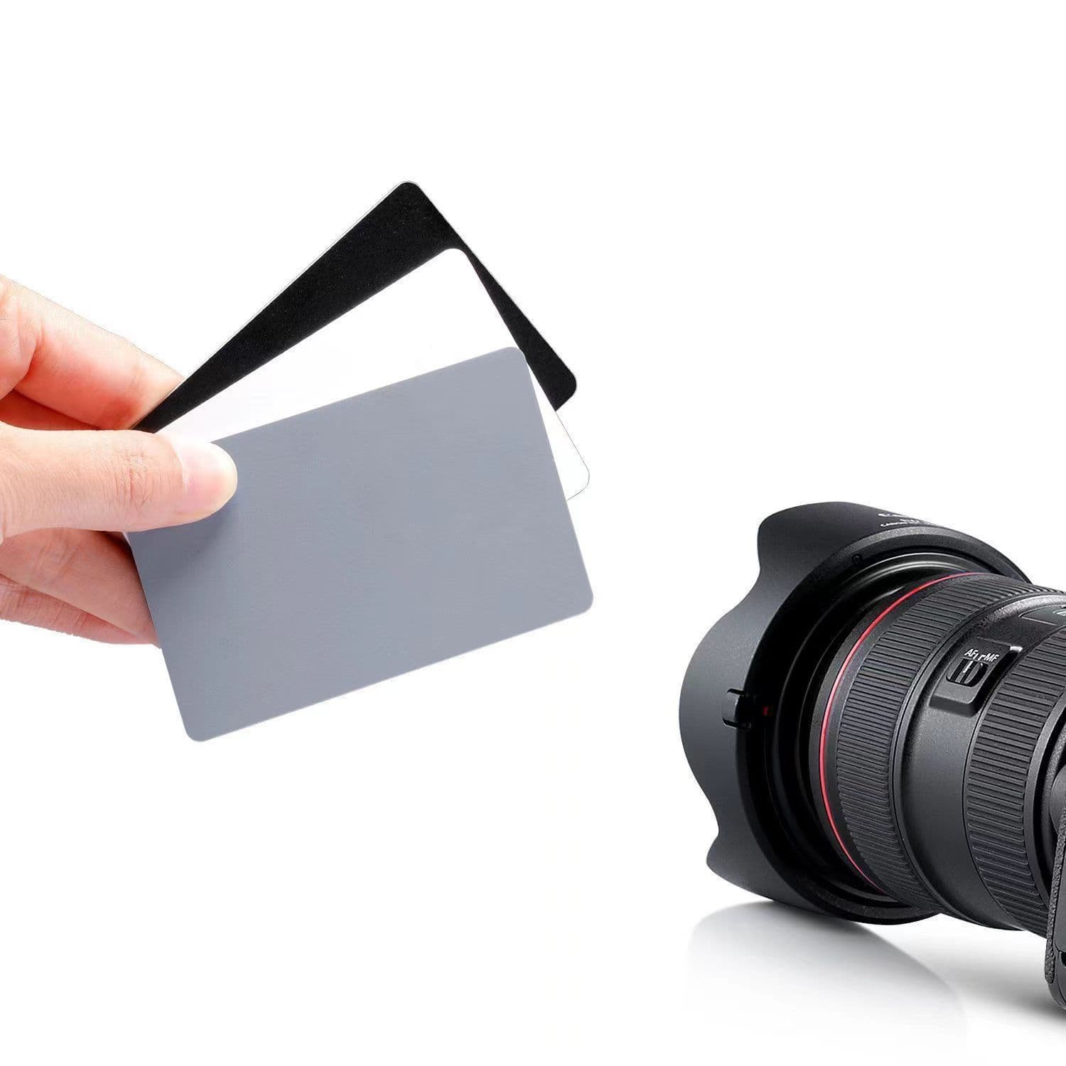 White Balance 18% Small Gray Card, Black White Gray Three-Color Card, Accurate Exposure, Scratch-Resistant, Waterproof, Portable, with Elegant Neck Strap
