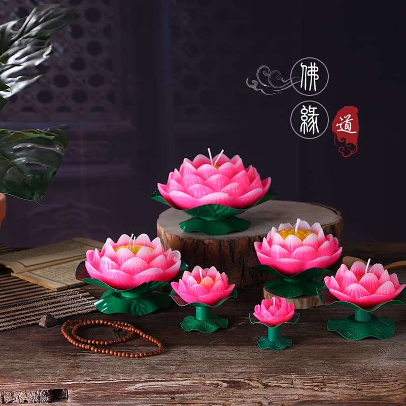 Lotus Candle Lamp for Buddha Offering, Lotus Flower Long-Burning Candle, Smokeless, Red, Home Use, Lotus Fulfillment Candle, Wholesale