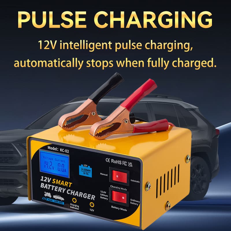 Cross-border 12V dedicated battery charger for car and motorcycle lithium batteries, universal charger pure copper lead-acid battery