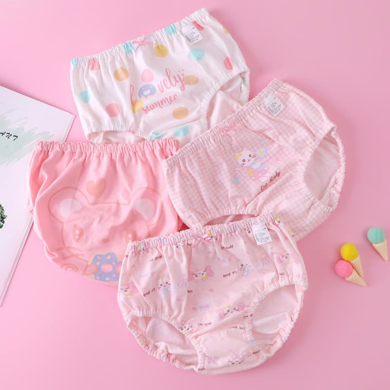 Girl's Panties Bread Panties Pure Cotton Triangle Panties Little Girl Safety Panties Baby Toddler Training Panties No Pinch Bottom