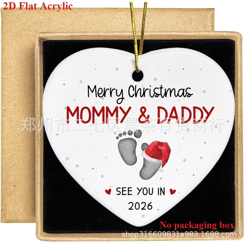 Cross-border popular expectant parents 2026 expectant newborn wooden Christmas tree pendant decoration crafts