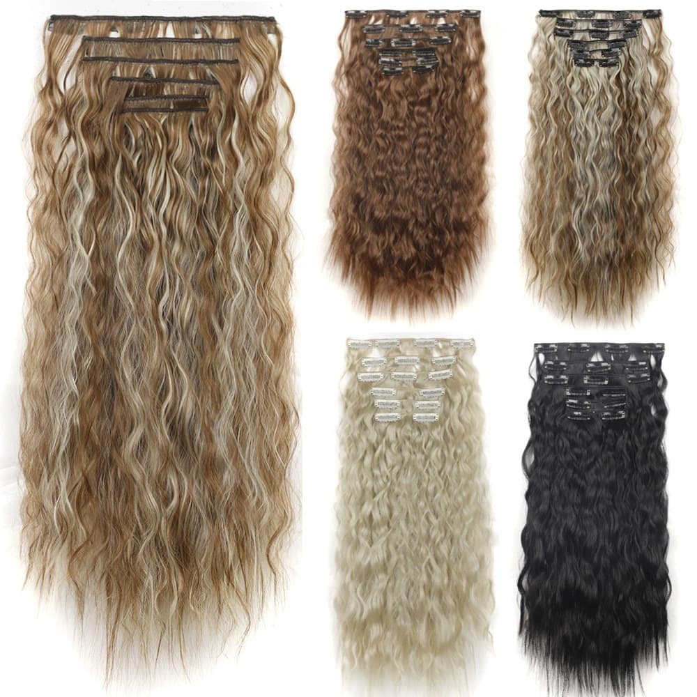 Six-piece clip-in wig long curly hair extensions Xuchang wig female European and American cross-border cornrows hair extensions wig