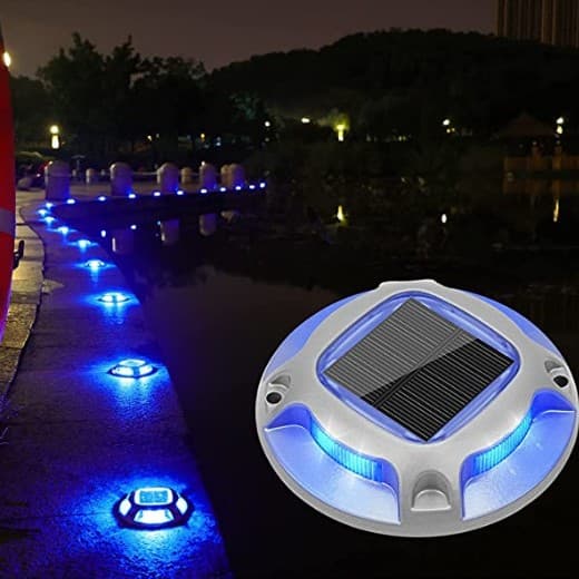 Round Solar In-Ground Light, Four-Sided Glow, Dual-Color Switching Deck Light, Patio Step Walkway Aluminum Alloy Compression-Resistant